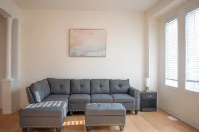 This is a furnished full detached house . 3 bedrooms upstairs with queen beds. Master bedroom is ens...