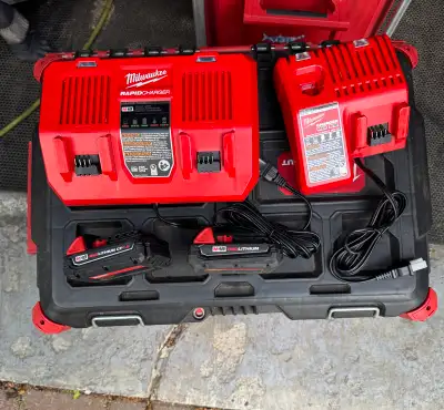 Milwaukee batteries and chargers Selling separately All brand new Dual Rapid charger: $100 M18/M12 r...