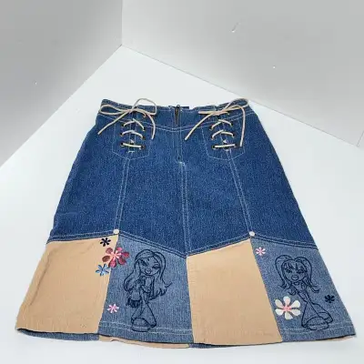 Bratz girls skirt size 10/12 original vintage denim embroidered , View more