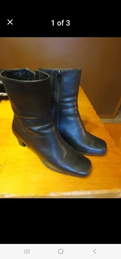 Naturalizer Black Leather Ankle Boots 6M, View more