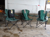 Three folding camping chairs