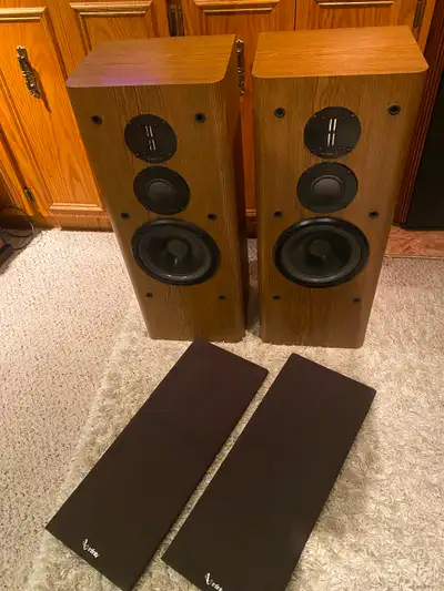 Pair of infinity rs5001 towers , refoamed 8 inch original drivers , controls for mids and tweets, or...