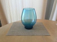 Flower Vase Large Bubble Pattern Plant Vase Texture Blue Glass