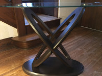 The Atomic  Sofa Table modern glass top