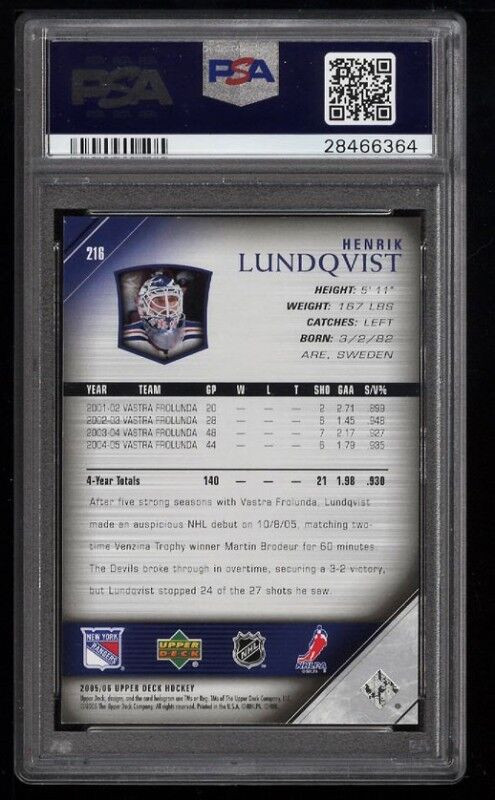 HENRIK LUNDQVIST .. 05-06 Young Guns ROOKIE - PSA 9, 10, BGS 9.5 in Arts & Collectibles in City of Halifax - Image 3