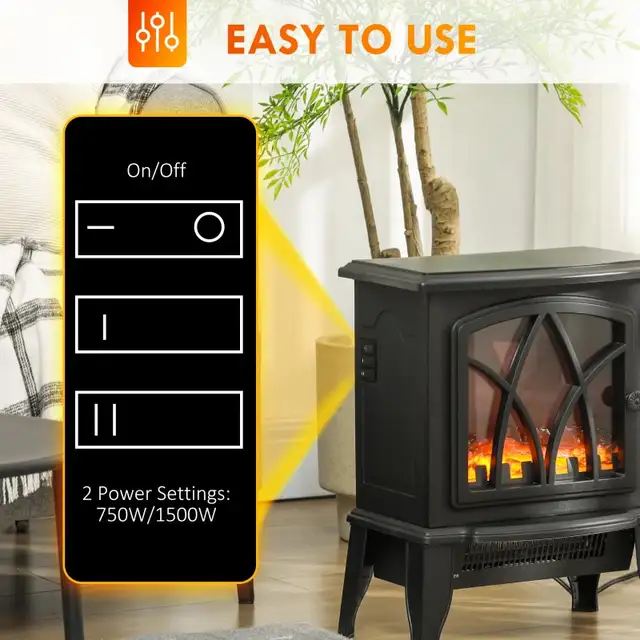 Brand new black Electric Heater, Freestanding Fireplace Stove wi in Heaters, Humidifiers & Dehumidifiers in Markham / York Region - Image 3