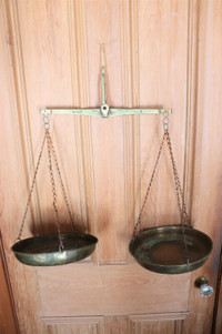 Old Large Brass Hanging Balance Scale