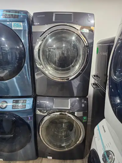 TOUCHSCREEN!! Samsung 27" Grey Front-Load Stackable Washer Dryer, View more