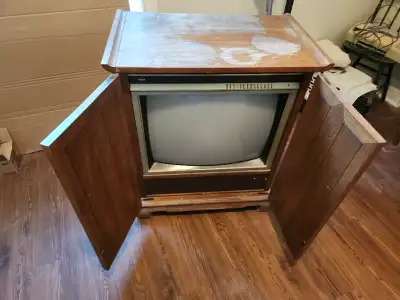 Vintage TV with built in cabinet. TV could be removed, and a nice storage cabinet made. would be nic...