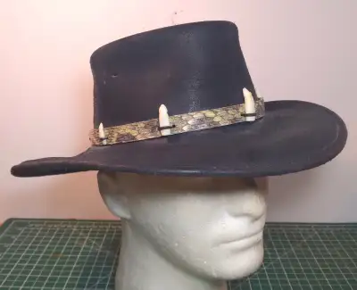 Australian Cattlemans Hat by Swagman Waxed leather with removable /replaceable snakeskin band & teet...