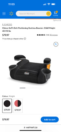BNWT Chicco Go-fit Backless booster seat