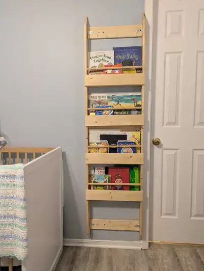 Scandi-Modern Wooden Montessori Wall Mounted Bookshelf for Kids, View more