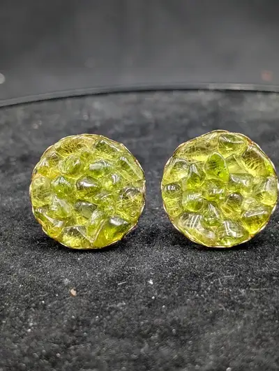 Vintage Round Green Cufflinks Plastic, View more