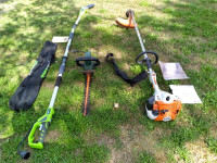 Stihl gas trimmer , hedge trimmer and 8 foot pole chainsaw