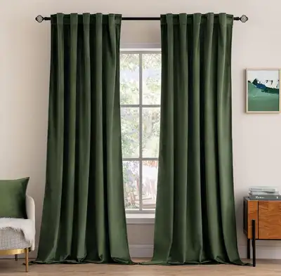 Brand New Condition in package Colour is Olive Green Material is Velvet Size: 52W*84L inches 2 Panel...