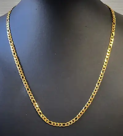 Fashion Jewelry 19.5" Long 4mm Gold Tone Cuban Chain Necklace