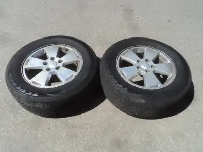 2 Tracmax all season tires with alloy rims are for sale. Tires are 235/60/16. Rims are 5 holes, 4.5...