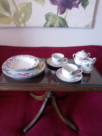 TEA TABLE/LOVELY FLORAL DISHES - $35.00