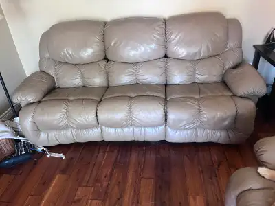 3-Piece Leather Reclining Living Room Set - $200, View more