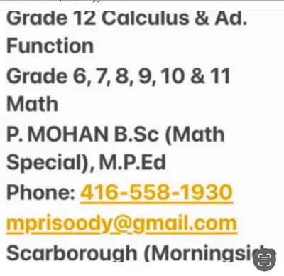 HIGH-SCHOOL-MATH.TUTOR($30/Hr)-4165581930-Scarborough, View more