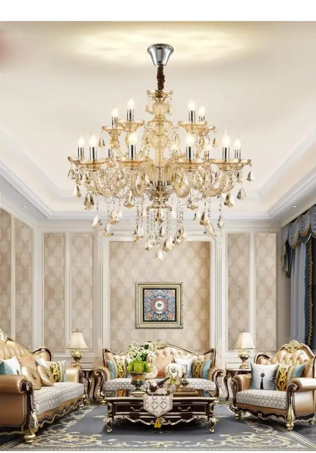 LED E12 LED 3 Brightness Cognac Color Crystal Candle Chandelier  in Indoor Lighting & Fans in Hamilton - Image 9