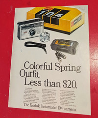 CLASSIC 1966 KODAK INSTAMATIC 104 CAMERA ORIGINAL AD - RETRO 60S