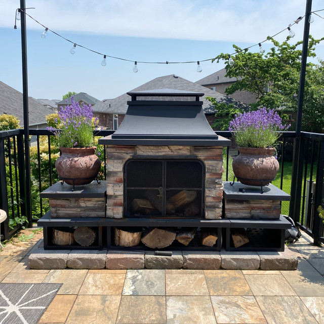 Outdoor wood burning stone fireplace  in Fireplace & Firewood in Hamilton