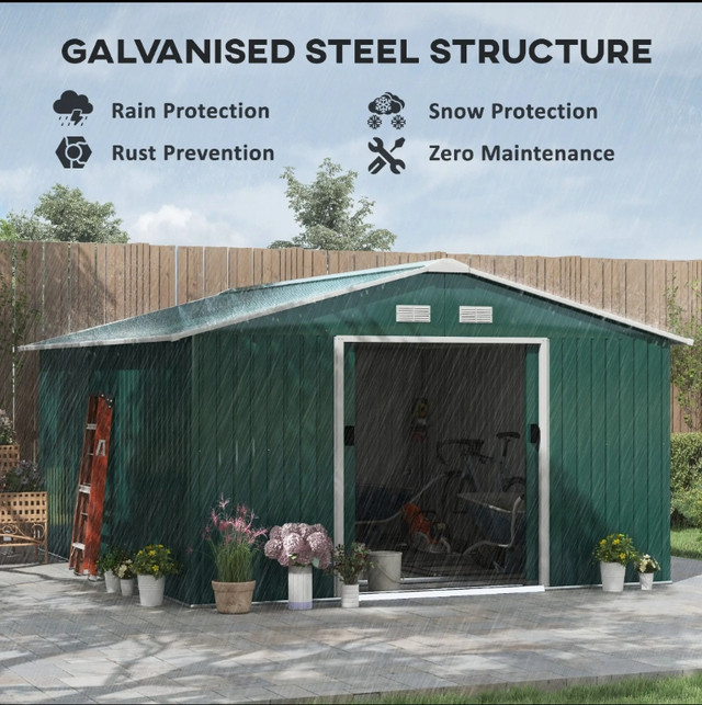 11' x 13' Practical Backyard Garden Storage Tool Shed Double Sli in Outdoor Tools & Storage in Oshawa / Durham Region - Image 3