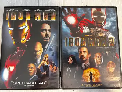 Selling a pair of used Iron Man DVDs, including Iron Man 1 and Iron Man 2, perfect for any Marvel mo...