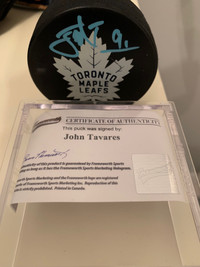 John Tavares autographed puck
