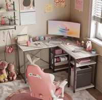 Bestier L Shaped Desk with Storage Shelves 75 Inch Home Office