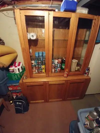 buffet and hutch, solid wood, like new, free delivery., View more