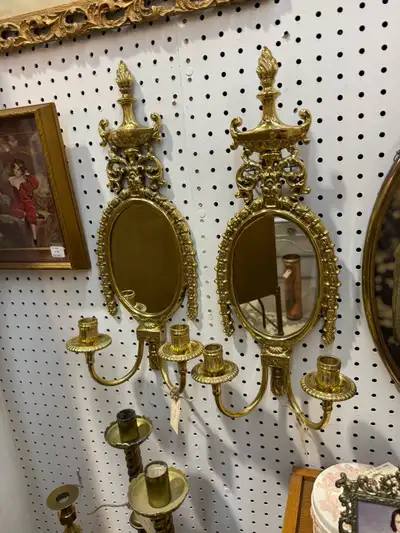 quality solid brass wall sconce candle holders with mirrors , View more