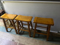 MOVING SALE - (3) Solid Wood Counter Bar Stools