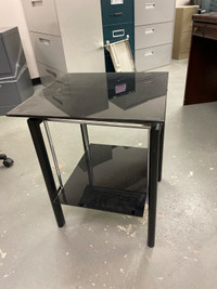 Black tempered glass side table