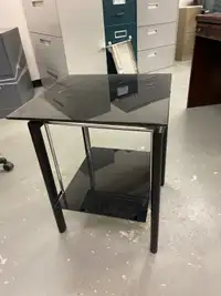 Black tempered glass side table
