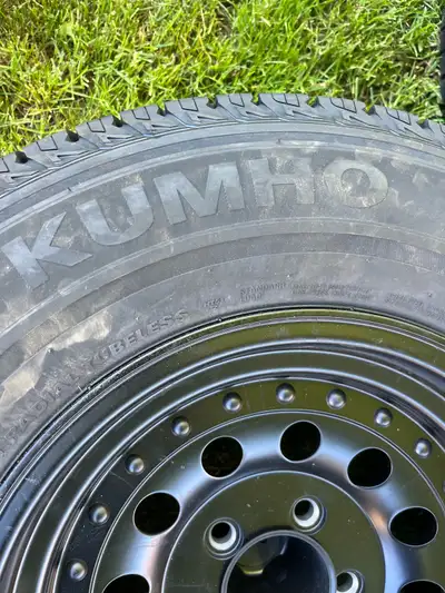 The rims and tires are brand new, never put on a vehicle. Selling because my brake bracket won't let...