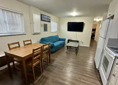 Private 1 bedroom in a fully furnished 2 bedroom high-ceiling basement suite with full access to a l...