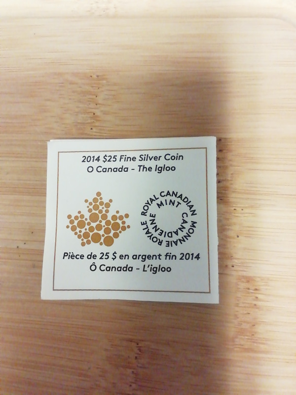 2014 Royal Canadian Mint$25 O Canada The igloo fine silver  coin in Arts & Collectibles in Mississauga / Peel Region - Image 3