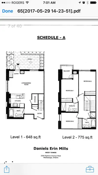 Condo for Sale Mississauga Erin Mills- 3 bedroom, 1500 sq feet, with walkout to park on main level....