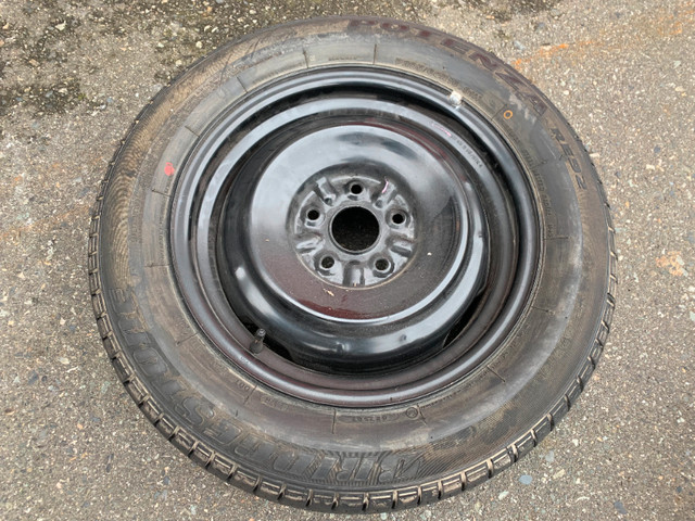 1 X single 205/60/16 Bridgestone 80% tread with steel rim 5x114 in Tires & Rims in Delta/Surrey/Langley