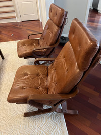  Vintage leather chairs - two pieces