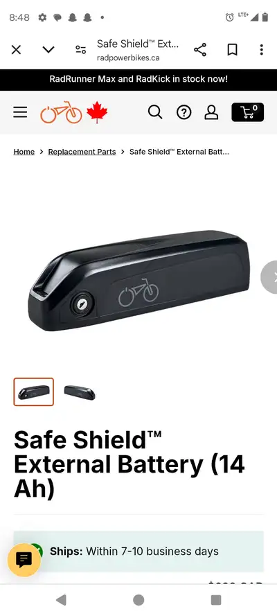 Rad Runner e-bike battery and charger, View more