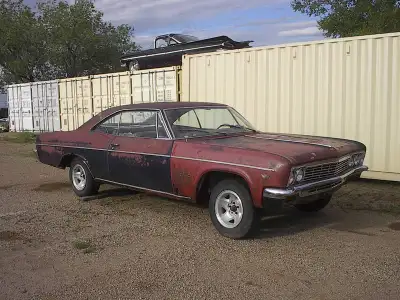 1966 Impala SS , originally a 327 auto , no motor or tranny in it , rolling what you see , interior...