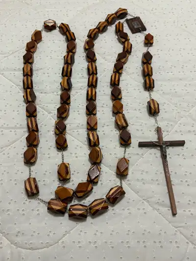 Vintage Wooden Rosary with Cross, View more