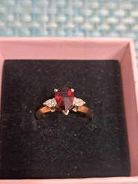 14kt gold  diamond red garnet ring size 7 $230 canadian Brandne