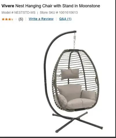 Create your Nest in this hanging chair with its ultra-plush cushions and comfortable webbing designe...