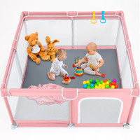 Baby Playpen 50”×50” Pink Play yard for Babies & Toddlers, Safe
