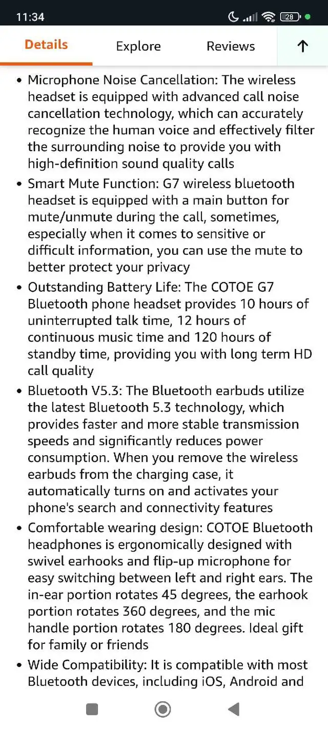 Bluetooth Headset, Bluetooth Earpiece with Noise Cancelling Mic,62854391512065124