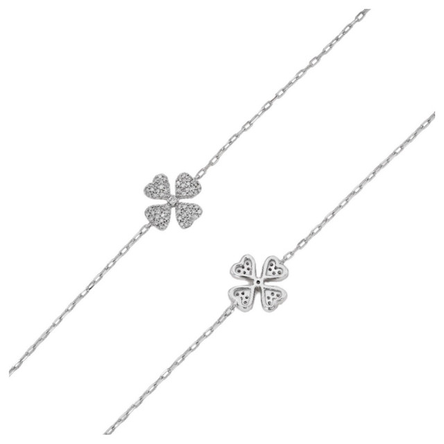WHITE SOLID GOLD DIAMOND PAVÉ CLOVER FLOWER BRACELET - BRAND NEW in Jewellery & Watches in City of Toronto